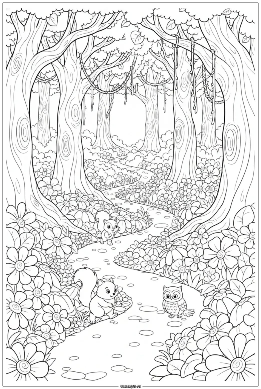 Flower Path Leading to Forest