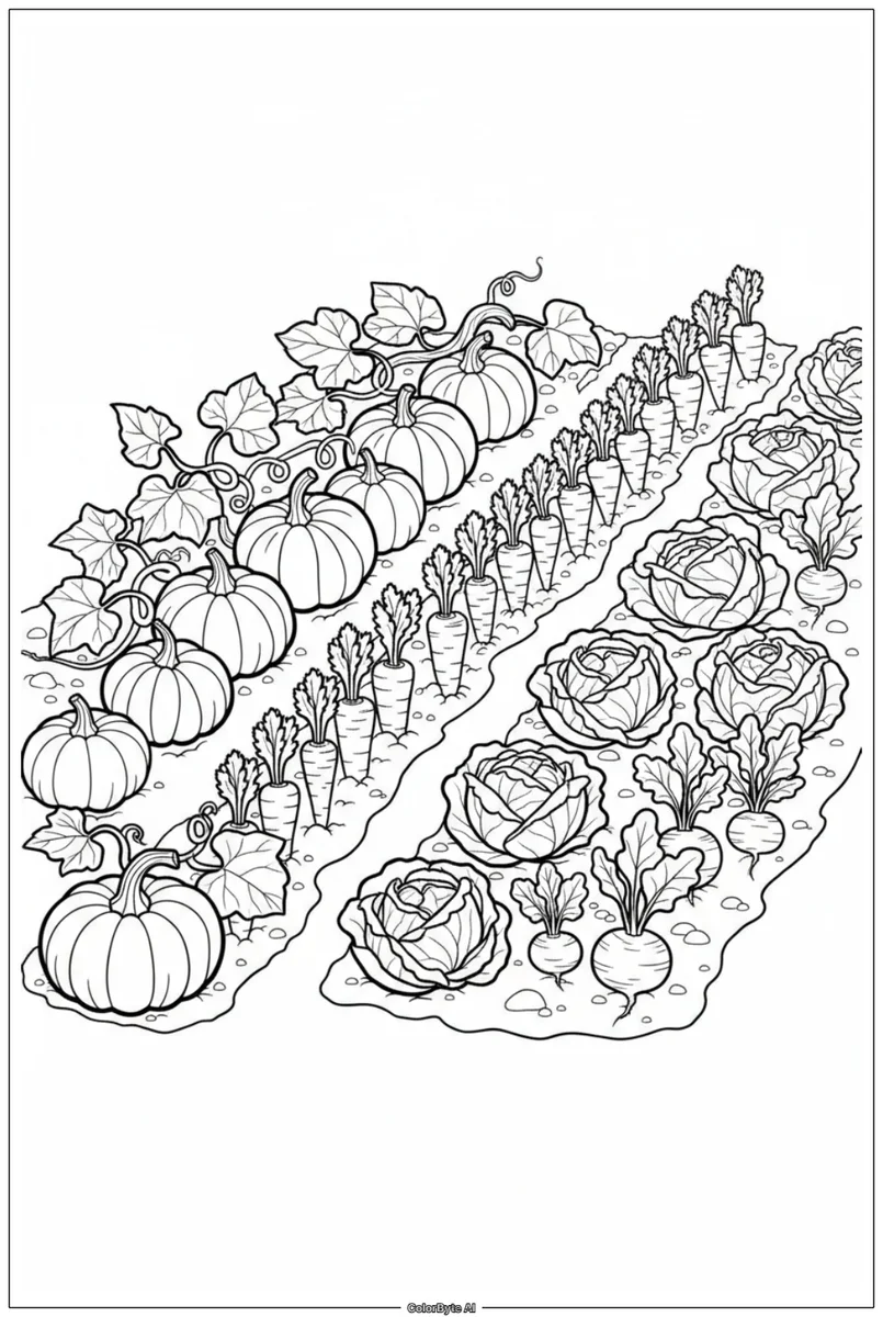 Vegetable Patch with Cute Veggies