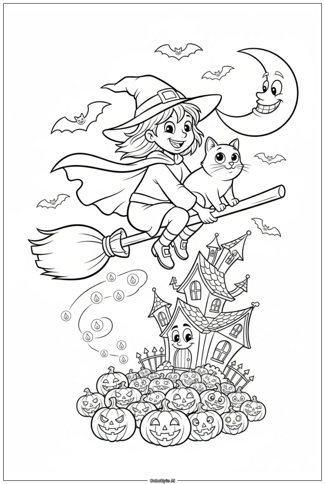 Witch Flying on Her Broomstick