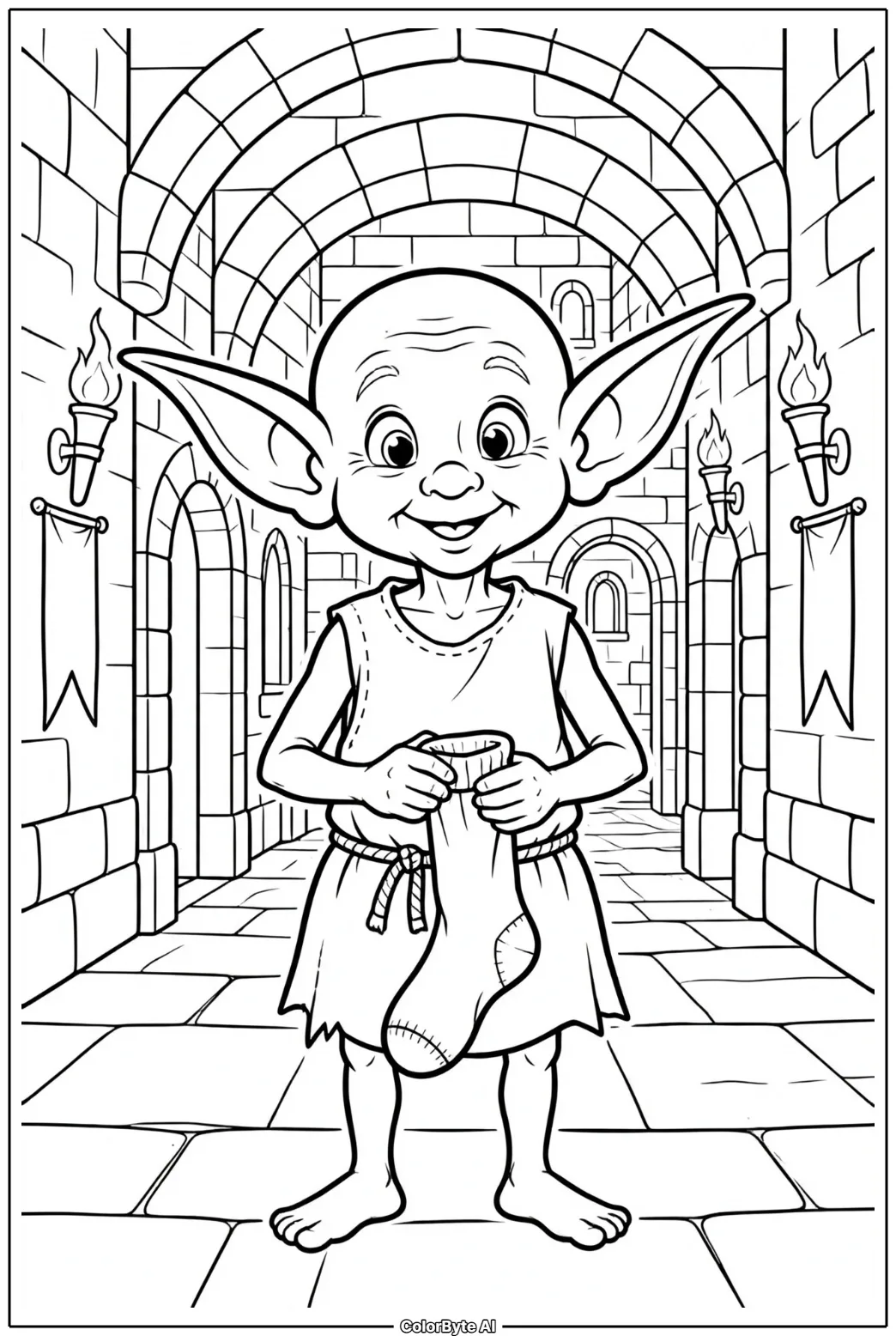 Dobby Holding a Knitted Sock