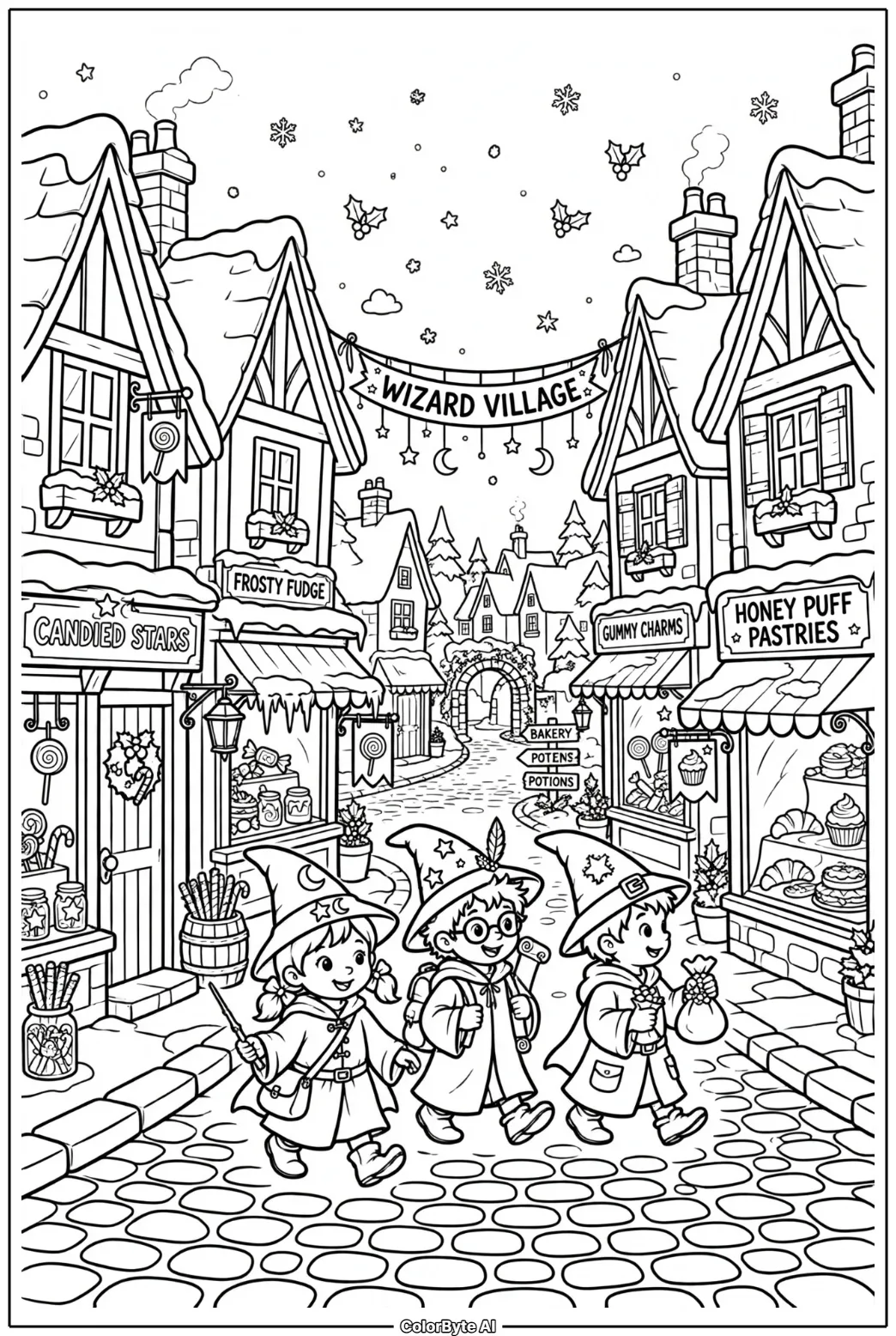 Snowy Magic Village Street