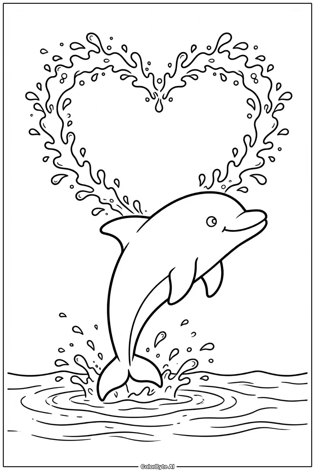 Dolphin Jumping With Heart Splash