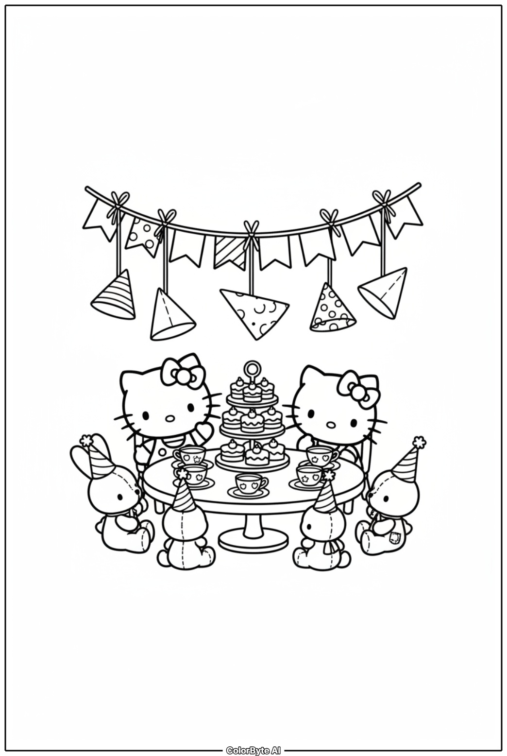 Hello Kitty having birthday tea party