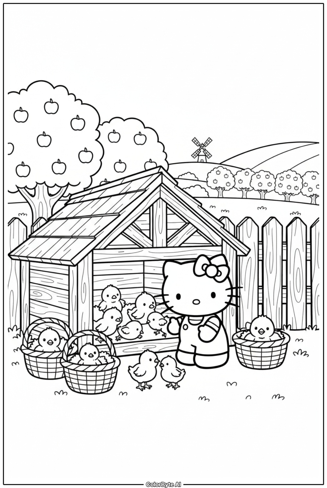 Hello Kitty on farm morning adventure