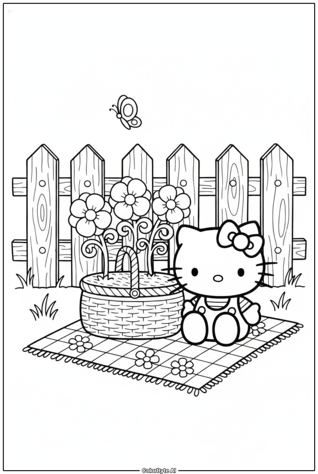 Hello Kitty having garden picnic