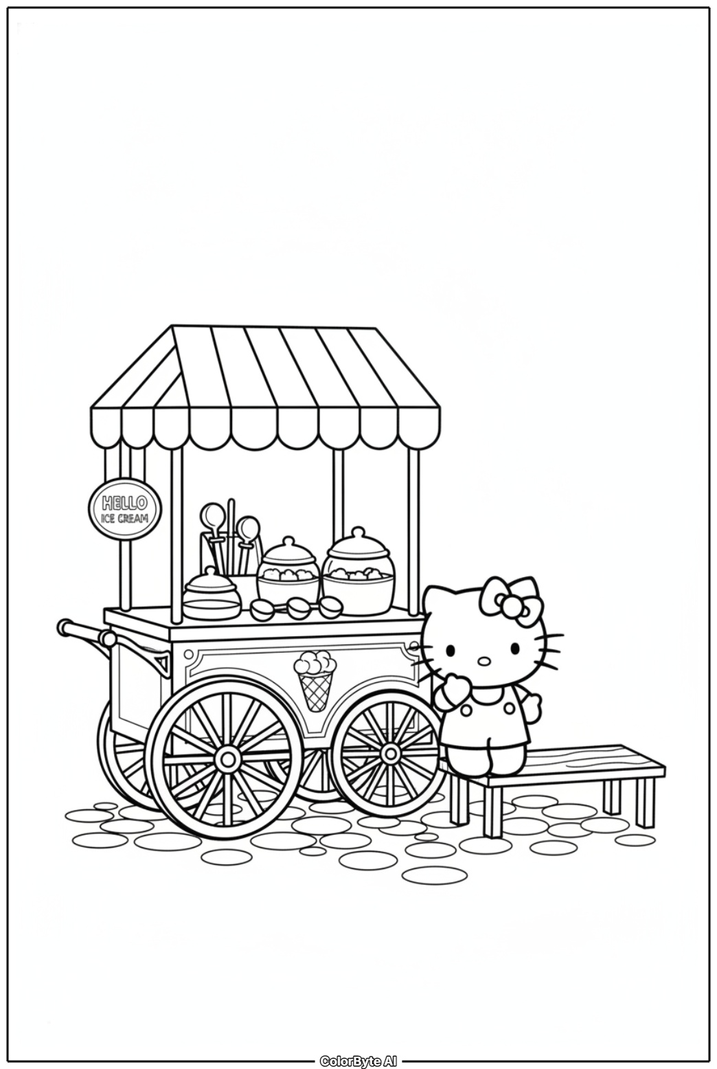 Hello Kitty at ice cream cart