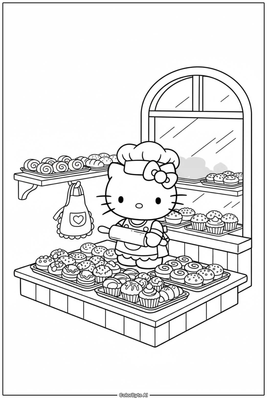 Hello Kitty baking at morning bakery