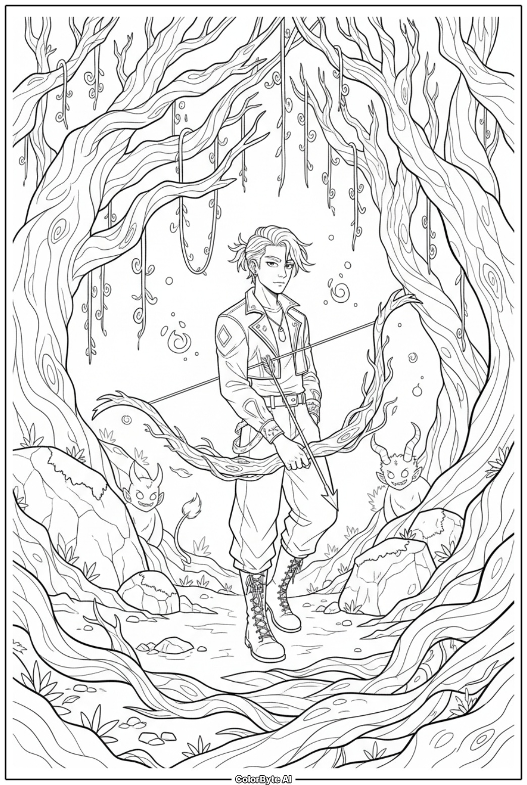 Forest spirit demon hunt in enchanted woods