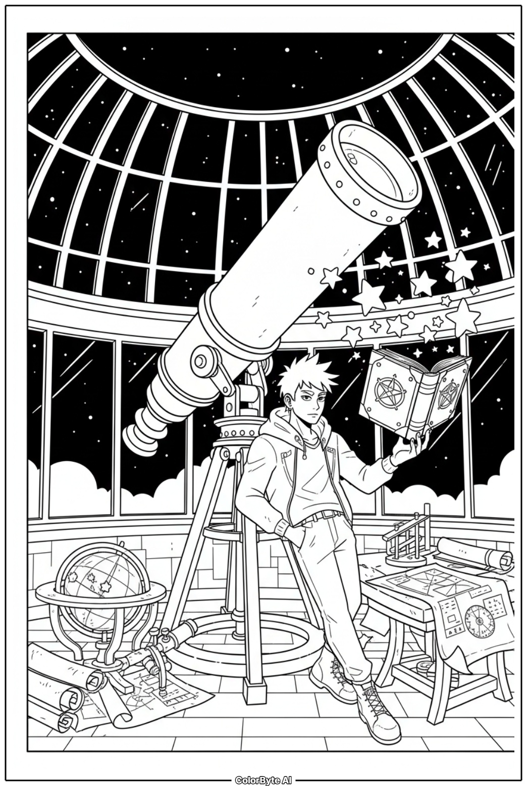 Star observatory demon watch with telescope and charms