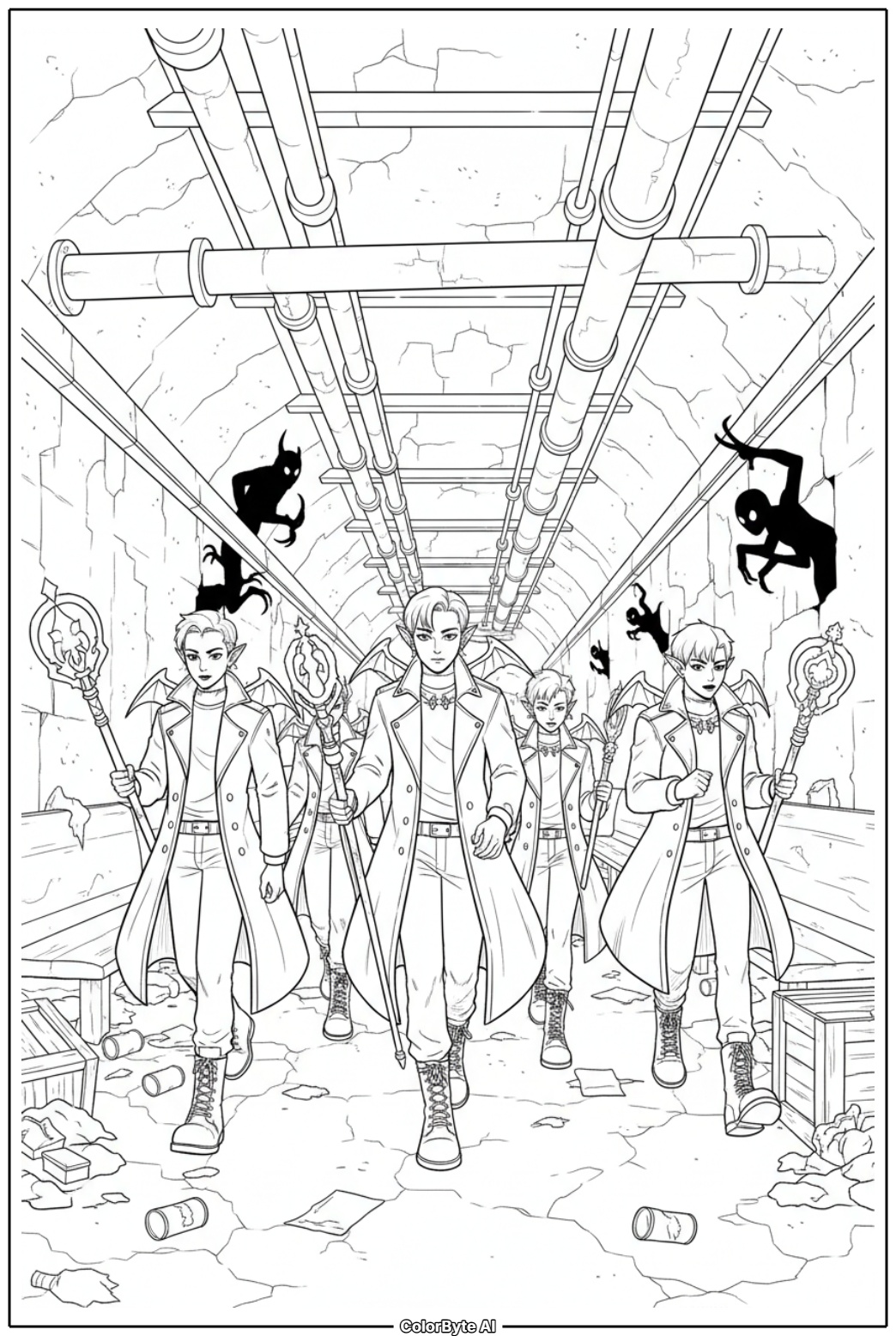 Subway tunnel demon cleansing with light magic
