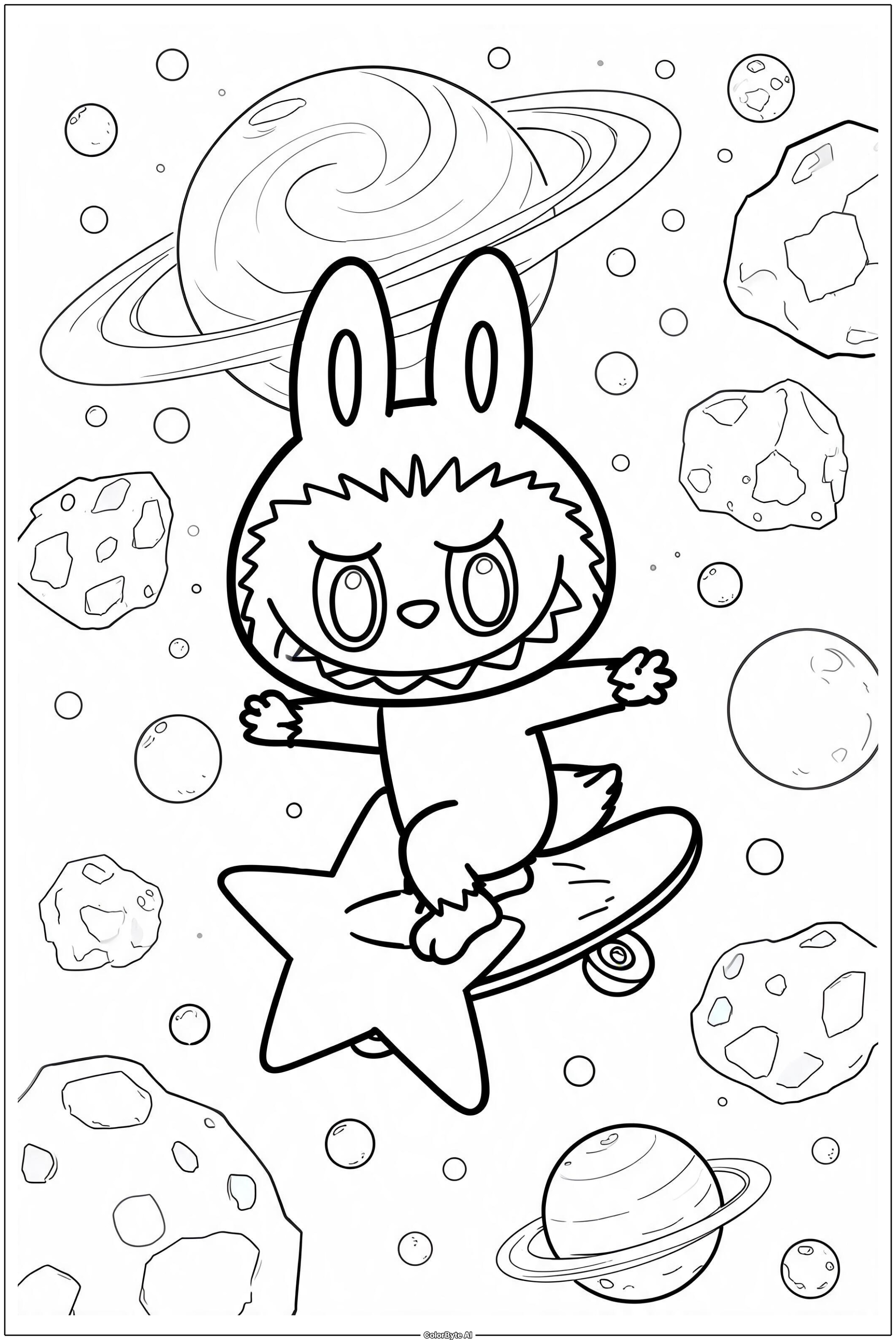 Labubu cosmic meteor star skateboard