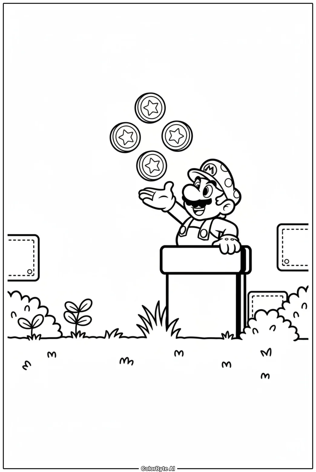 Mario Collecting Coins Near Green Warp Pipe