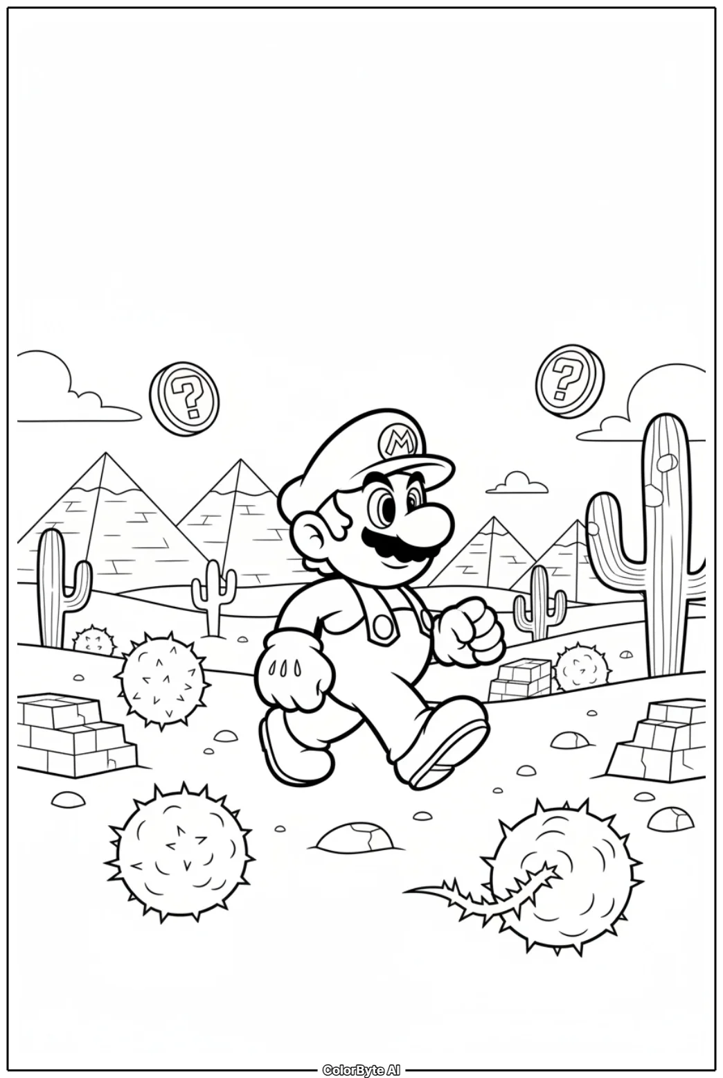 Mario Exploring Sunny Desert Ruins Level