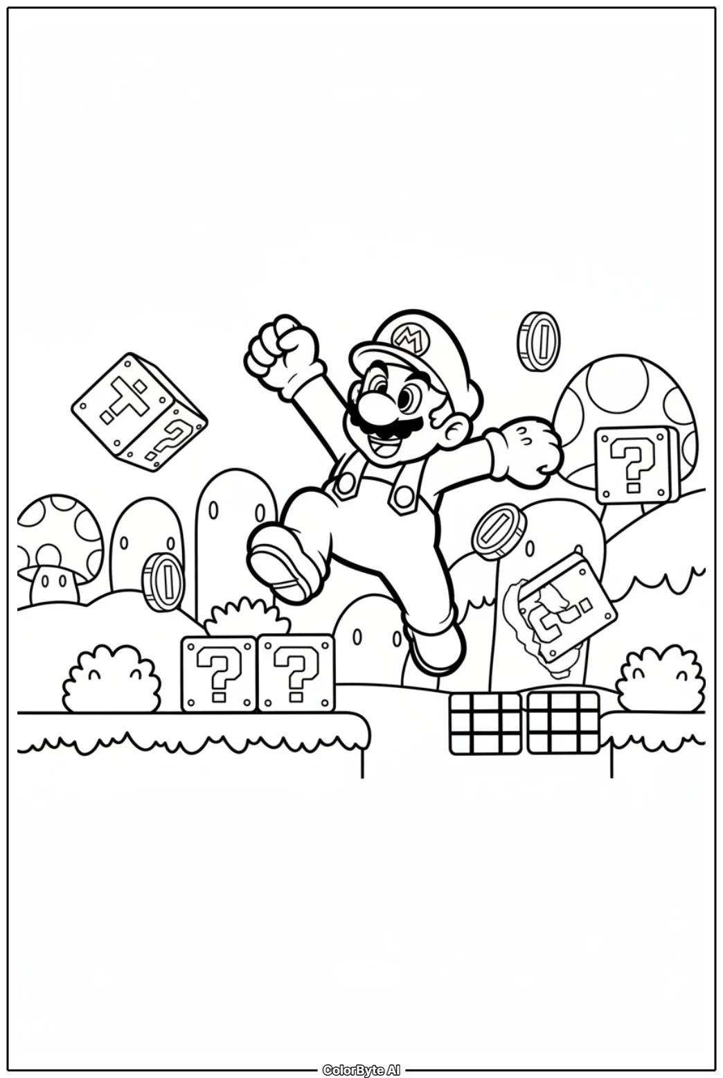 Mario Jumping Over Goomba On Grass Plains