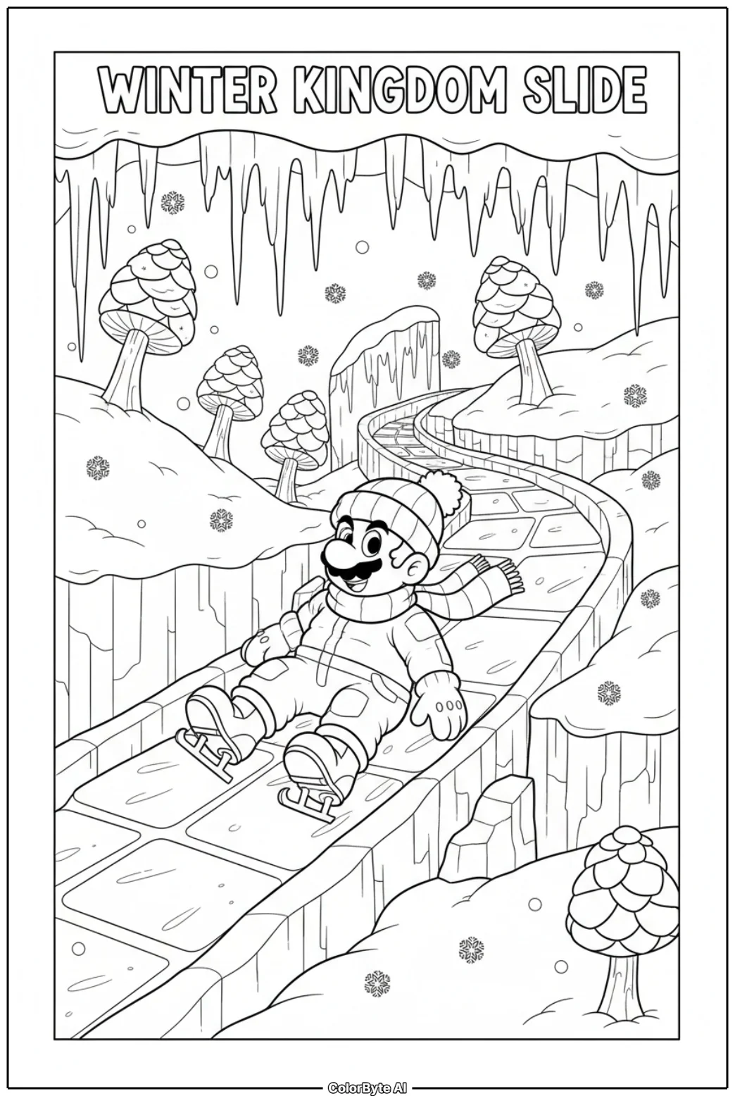 Mario Skating On Frozen Winter Snow Level