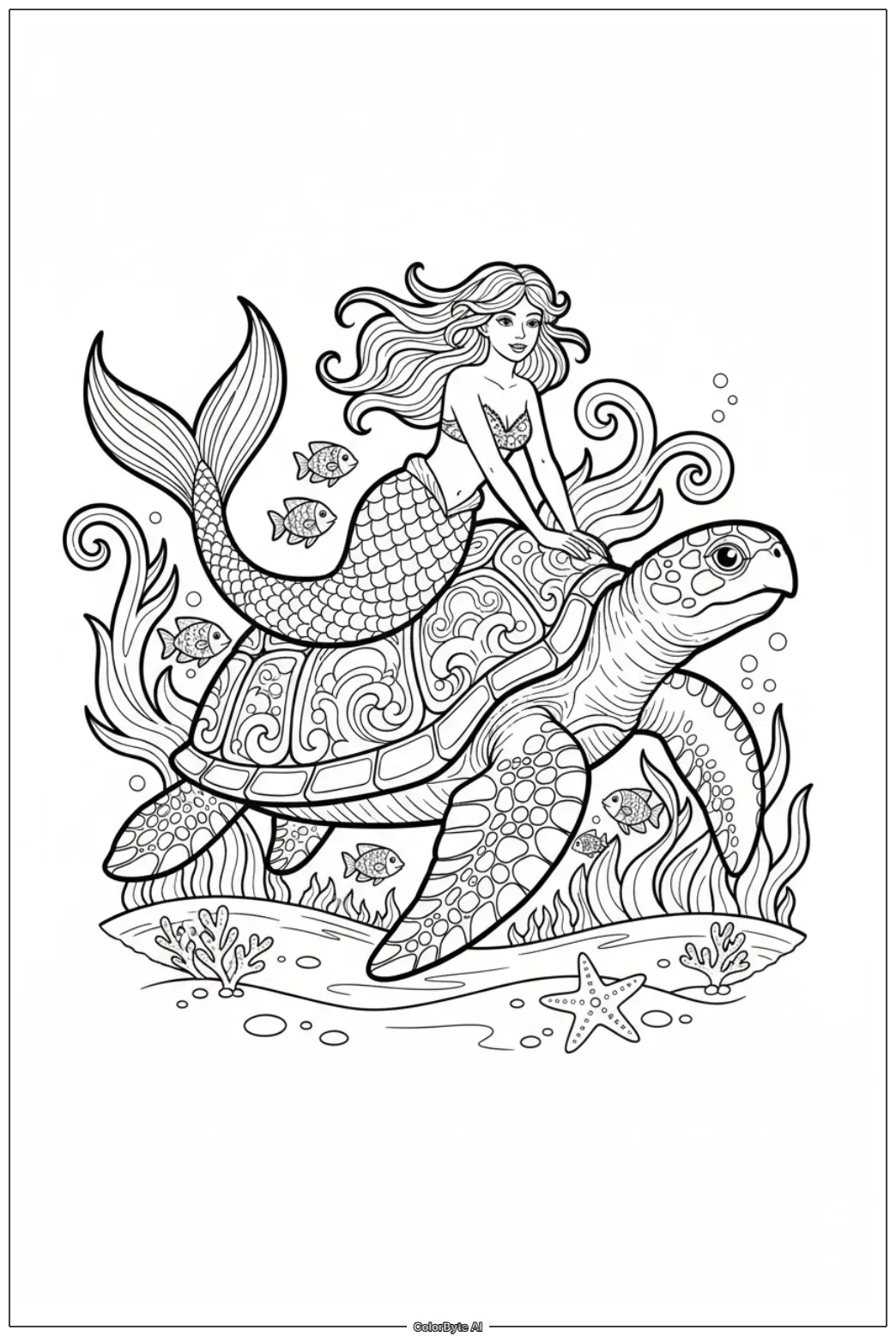 Mermaid and Sea Turtle Journey