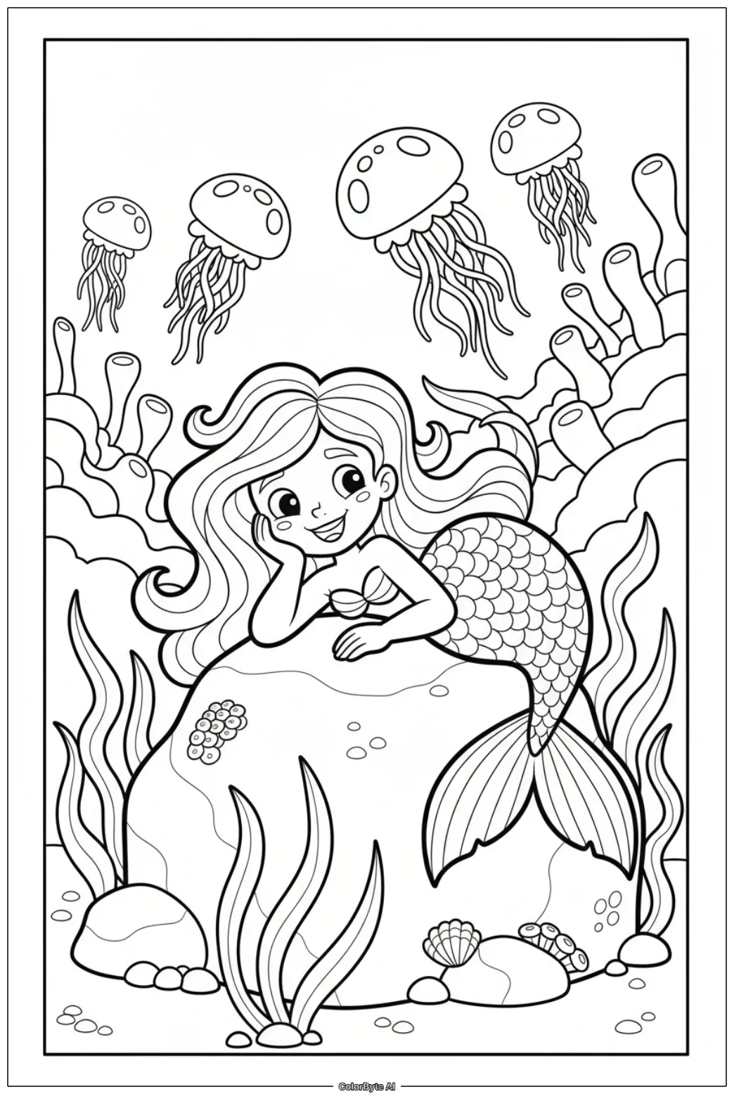 Mermaid Resting on Sea Rock
