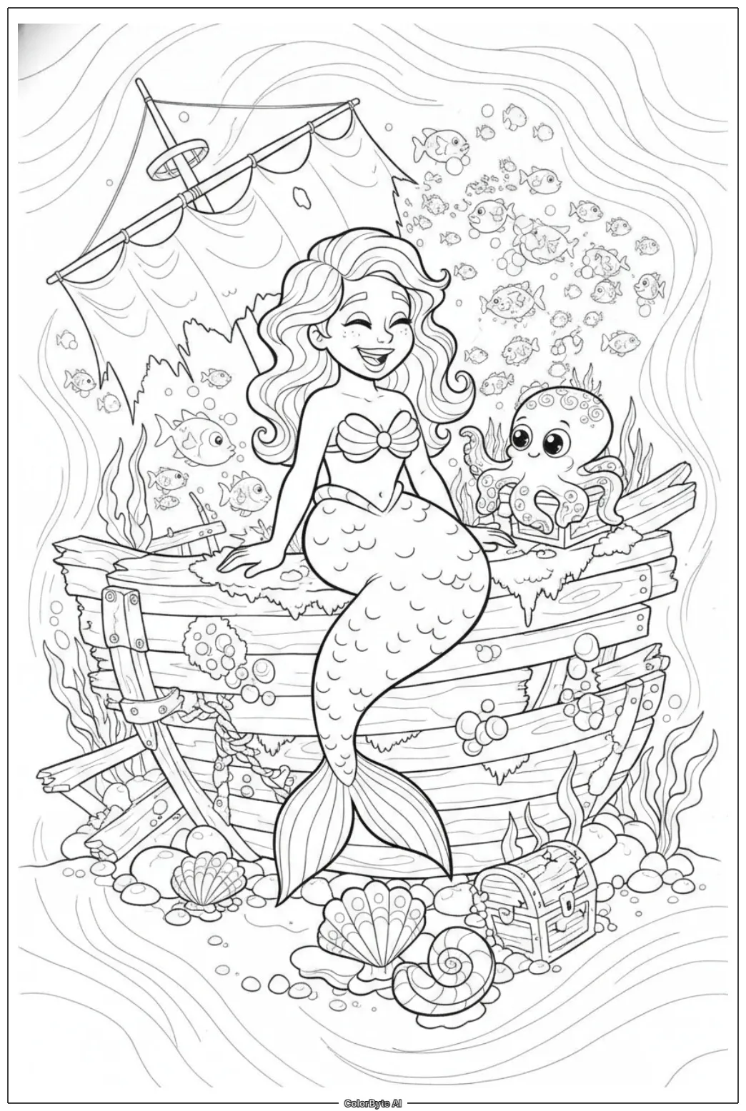 Mermaid with Cute Octopus Friends