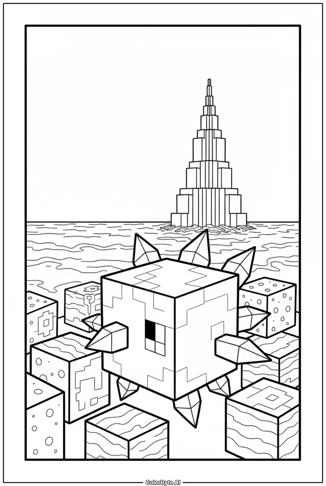 Guardian at ocean monument spire