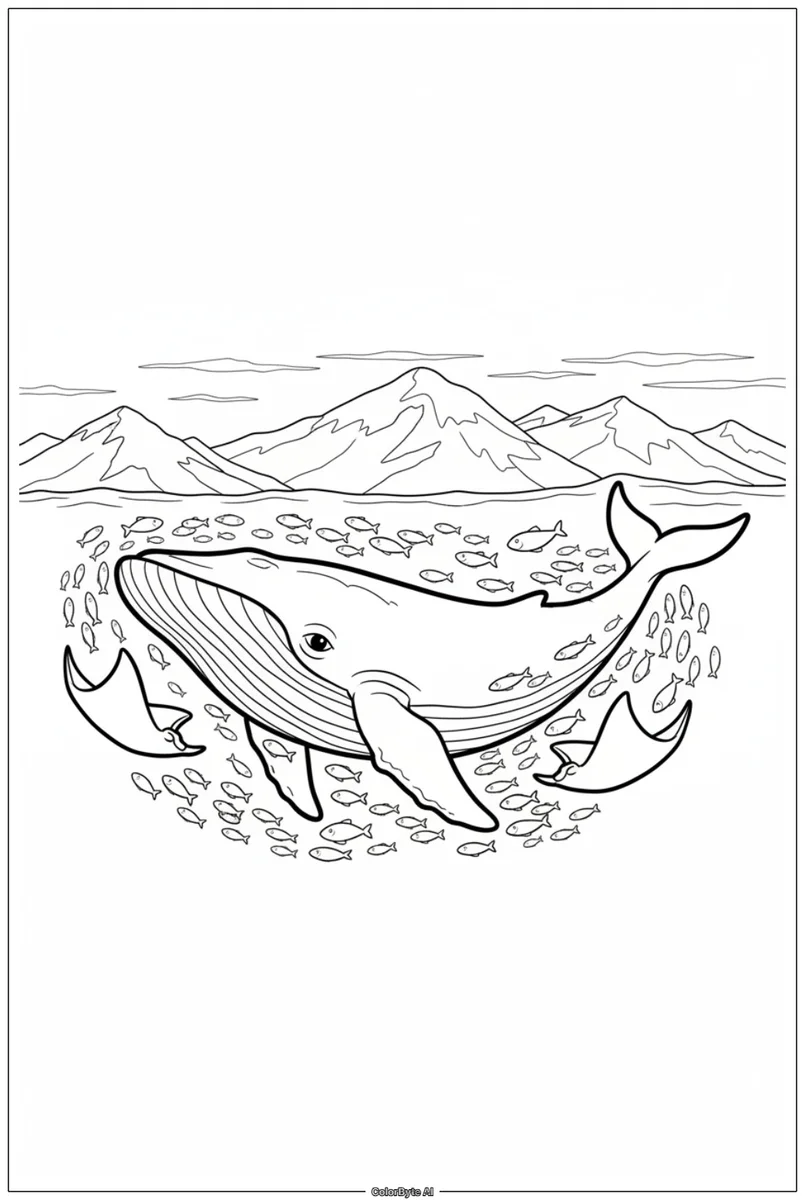 Giant Humpback Whale Open Ocean Panorama