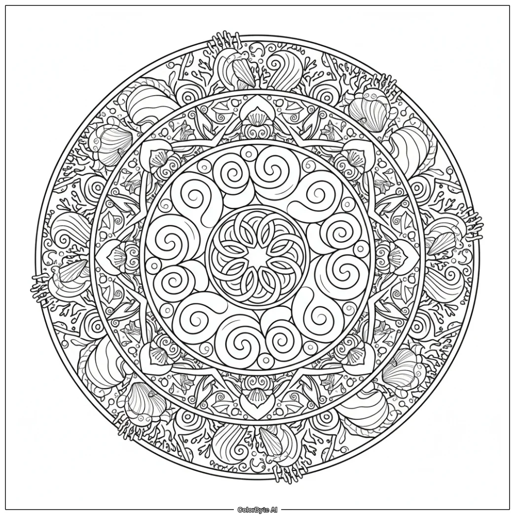 Symmetrical Seashell Wave Mandala