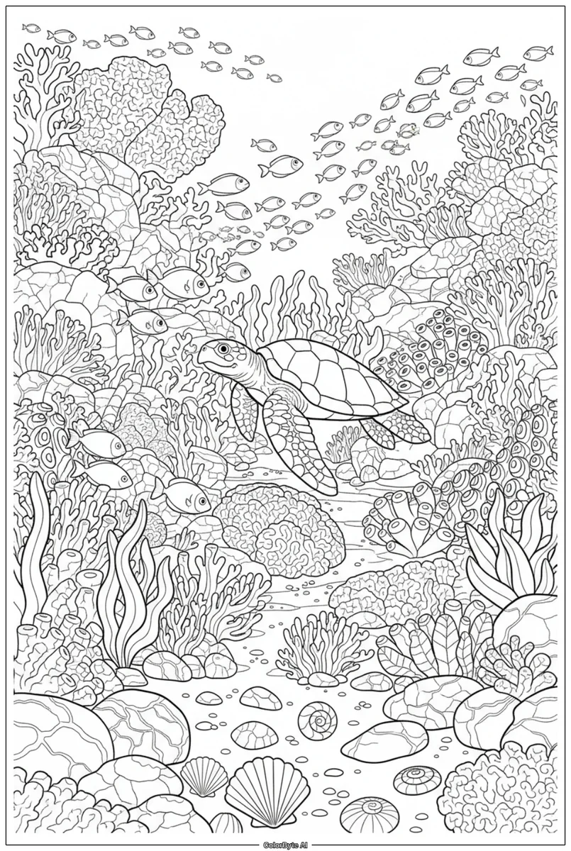 Turtle Coral Reef Seabed Landscape