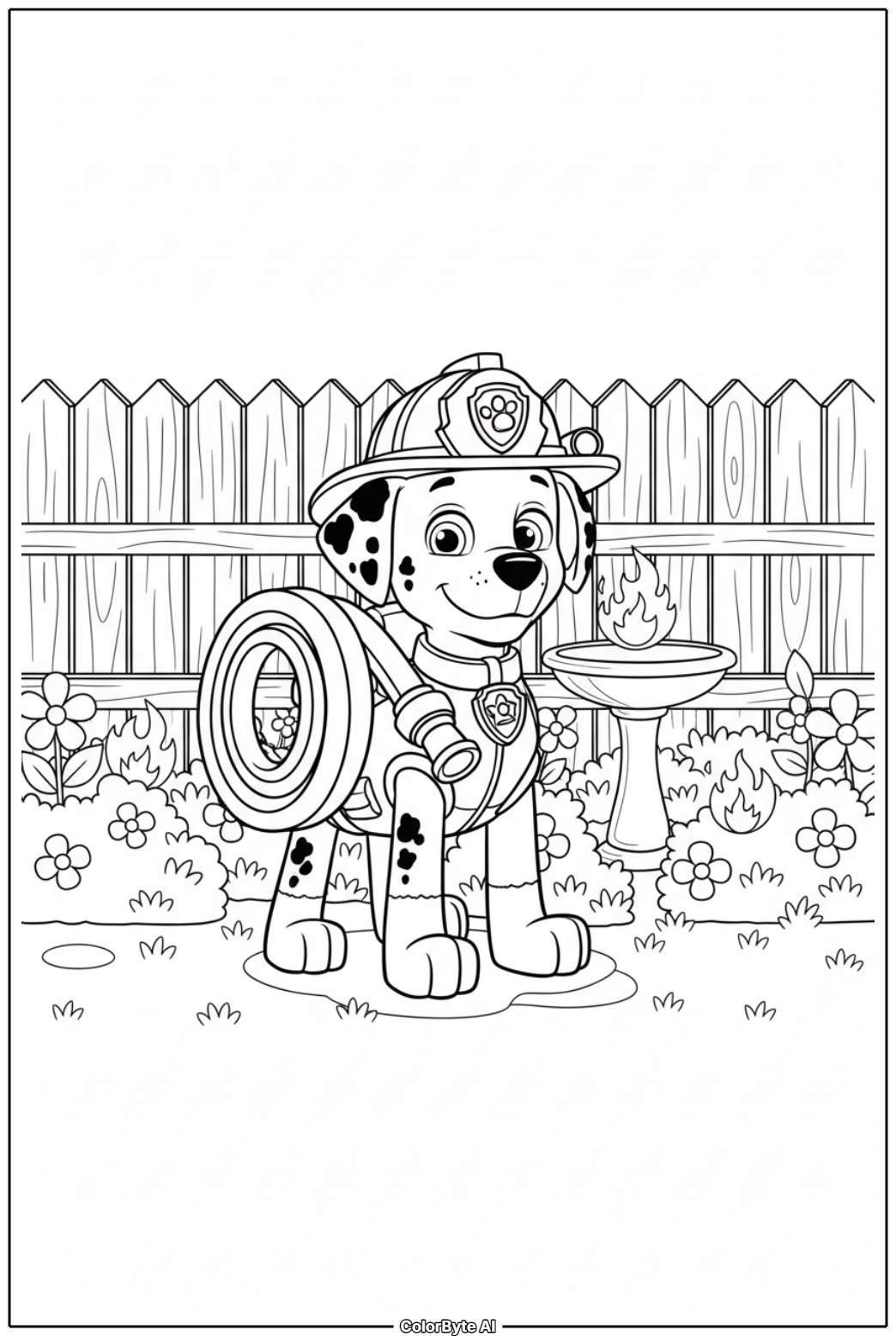 Marshall putting out small backyard garden fire