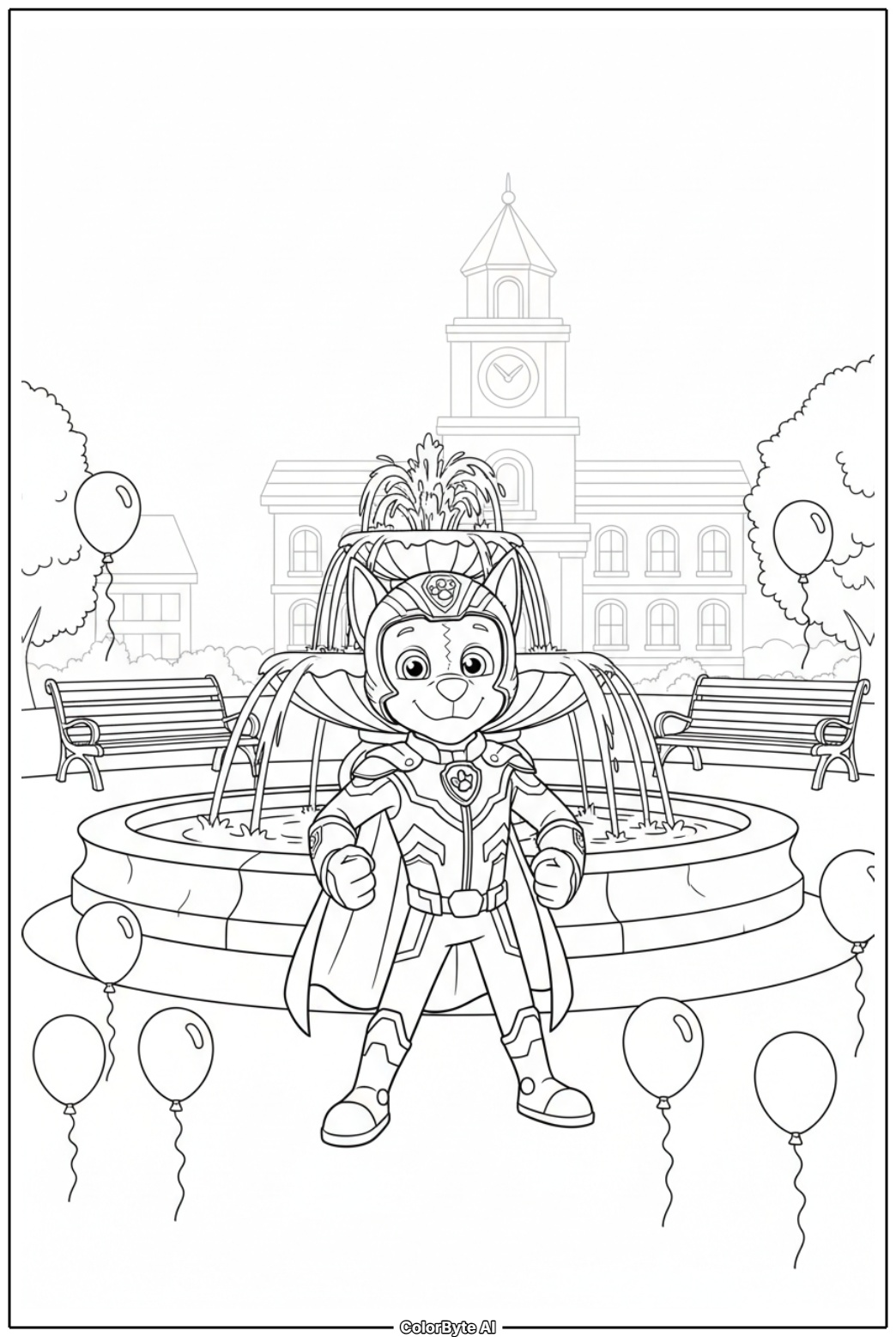 Mighty Chase stopping runaway balloon cart in town square