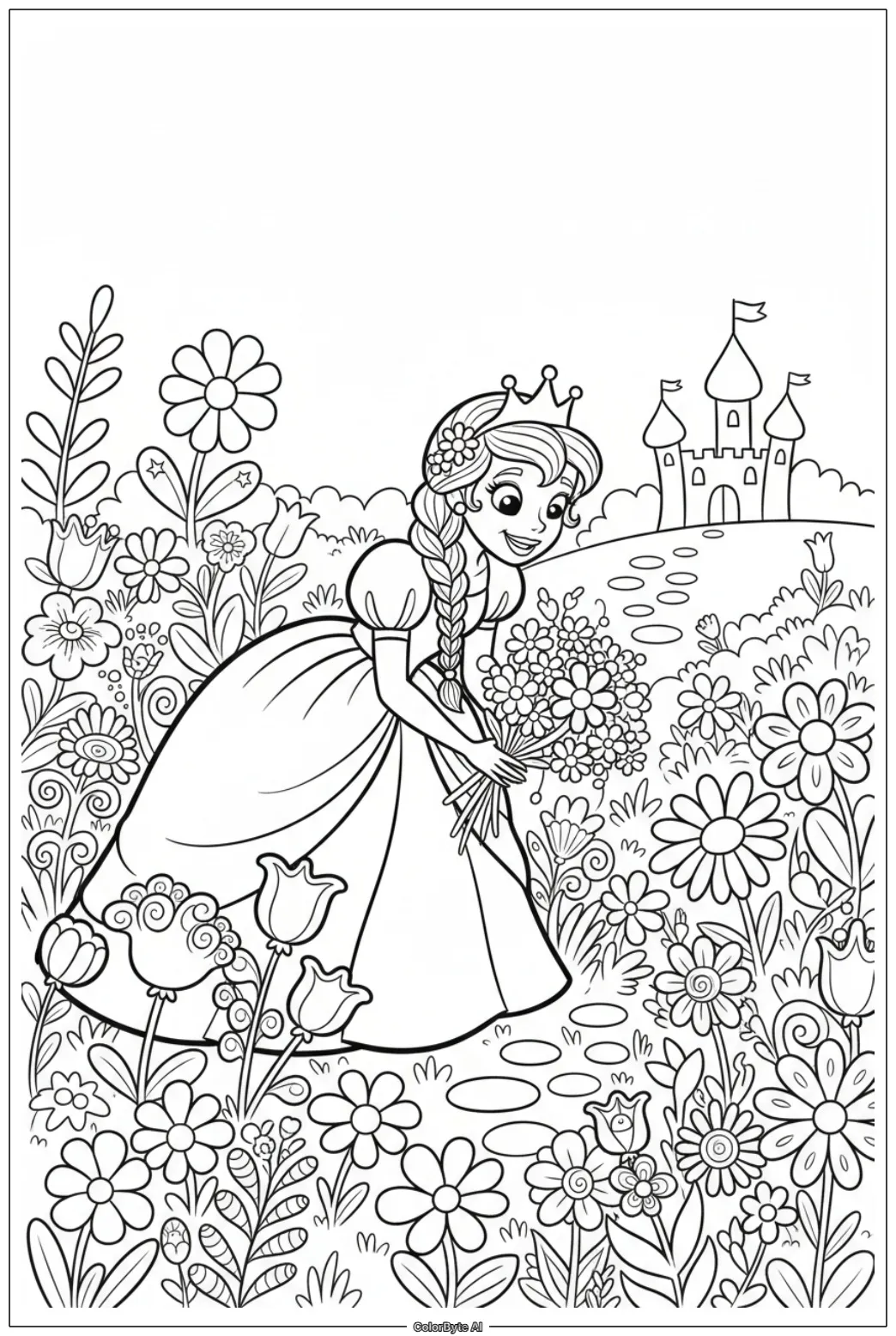 Countryside Princess Picking Flowers