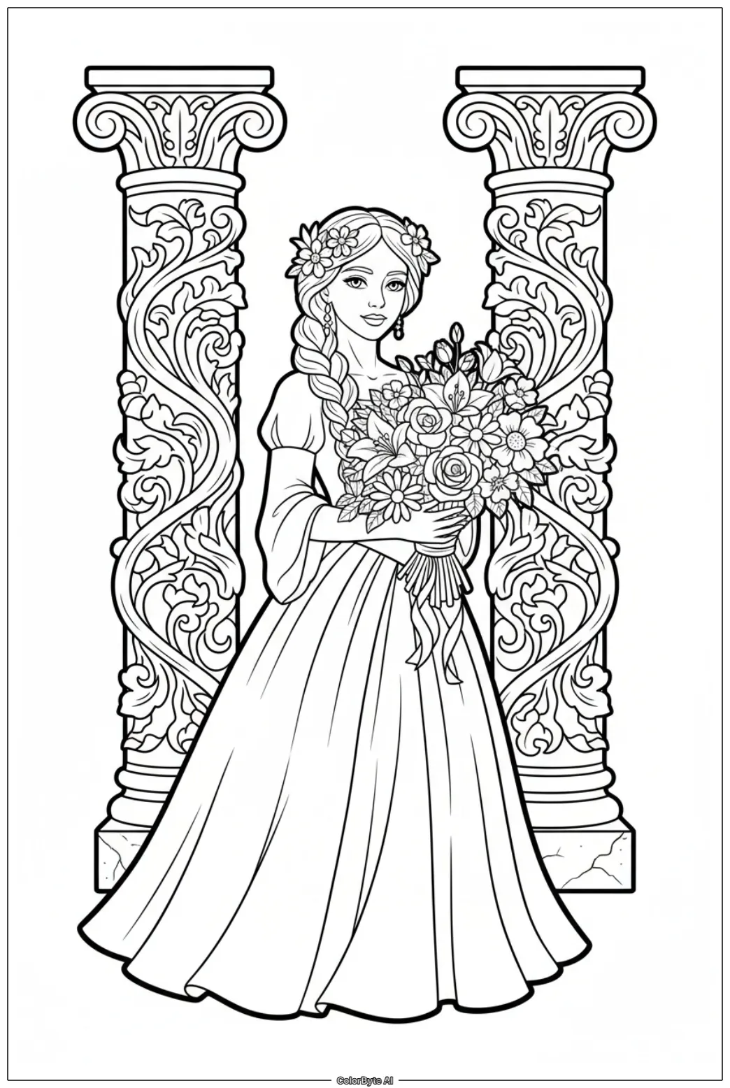 Princess Holding Flower Bouquet
