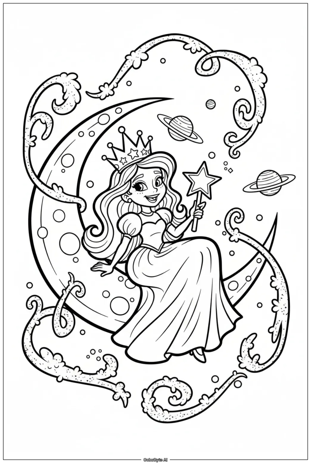 Princess on Moon Platform