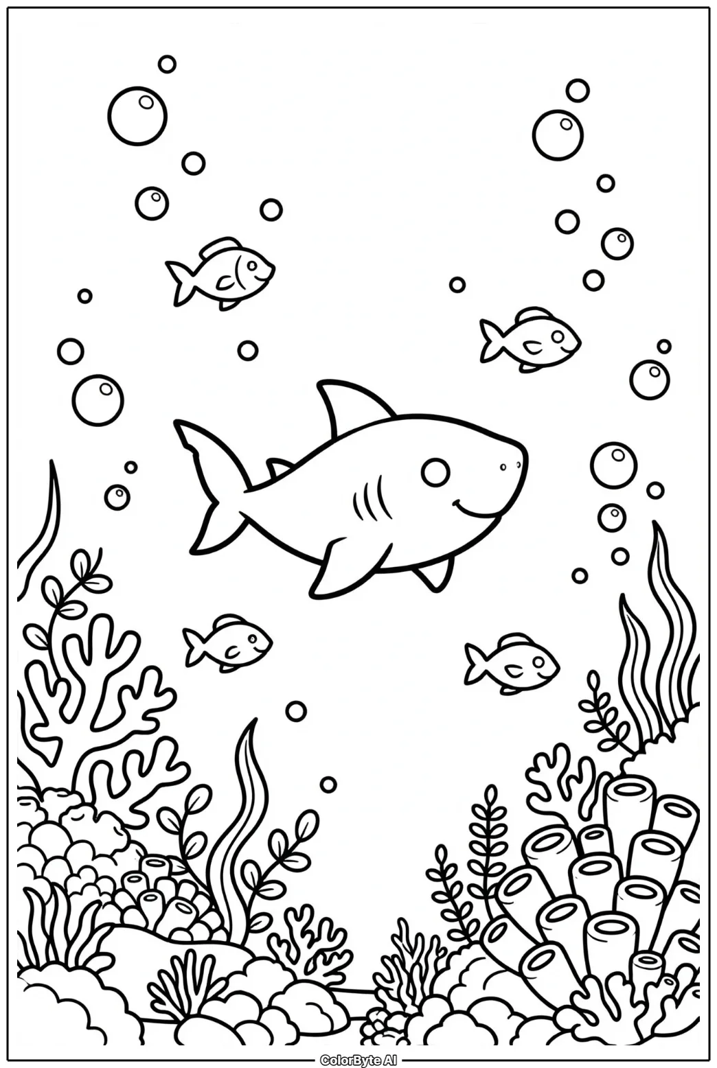 Baby Shark Playing in the Reef