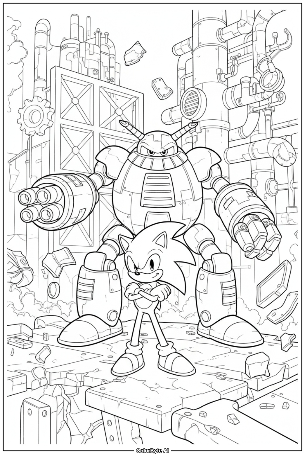 Sonic and Dr. Eggman robot showdown
