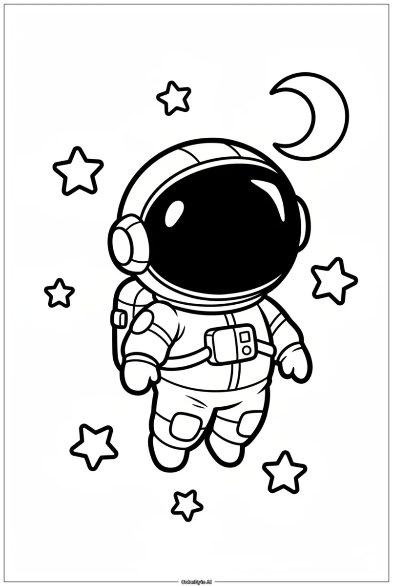 Cute Astronaut Floating in Space