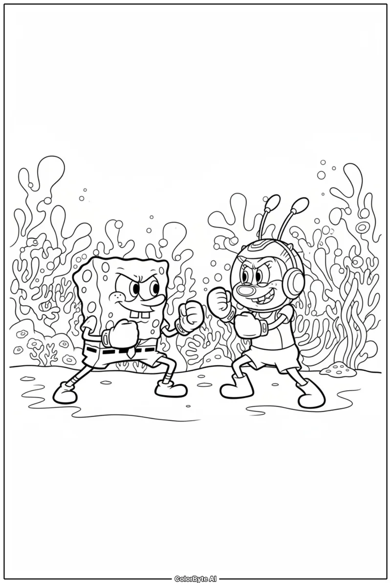 SpongeBob Karate Practice with Sandy
