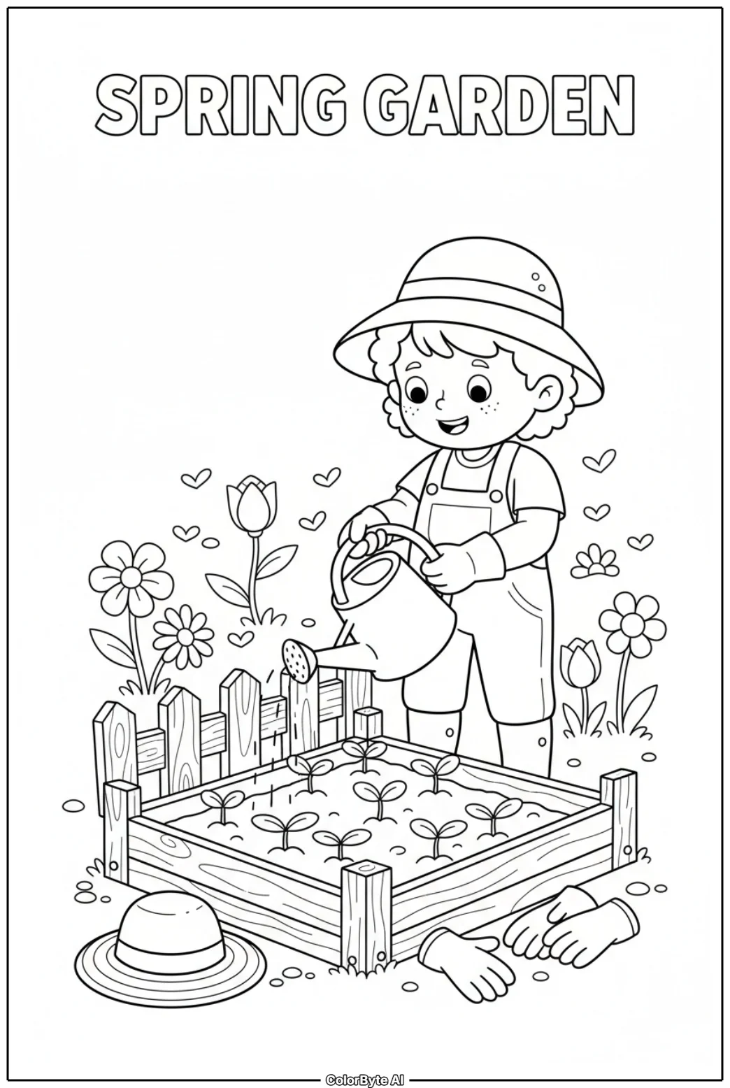 Spring Gardener Watering Young Seedlings
