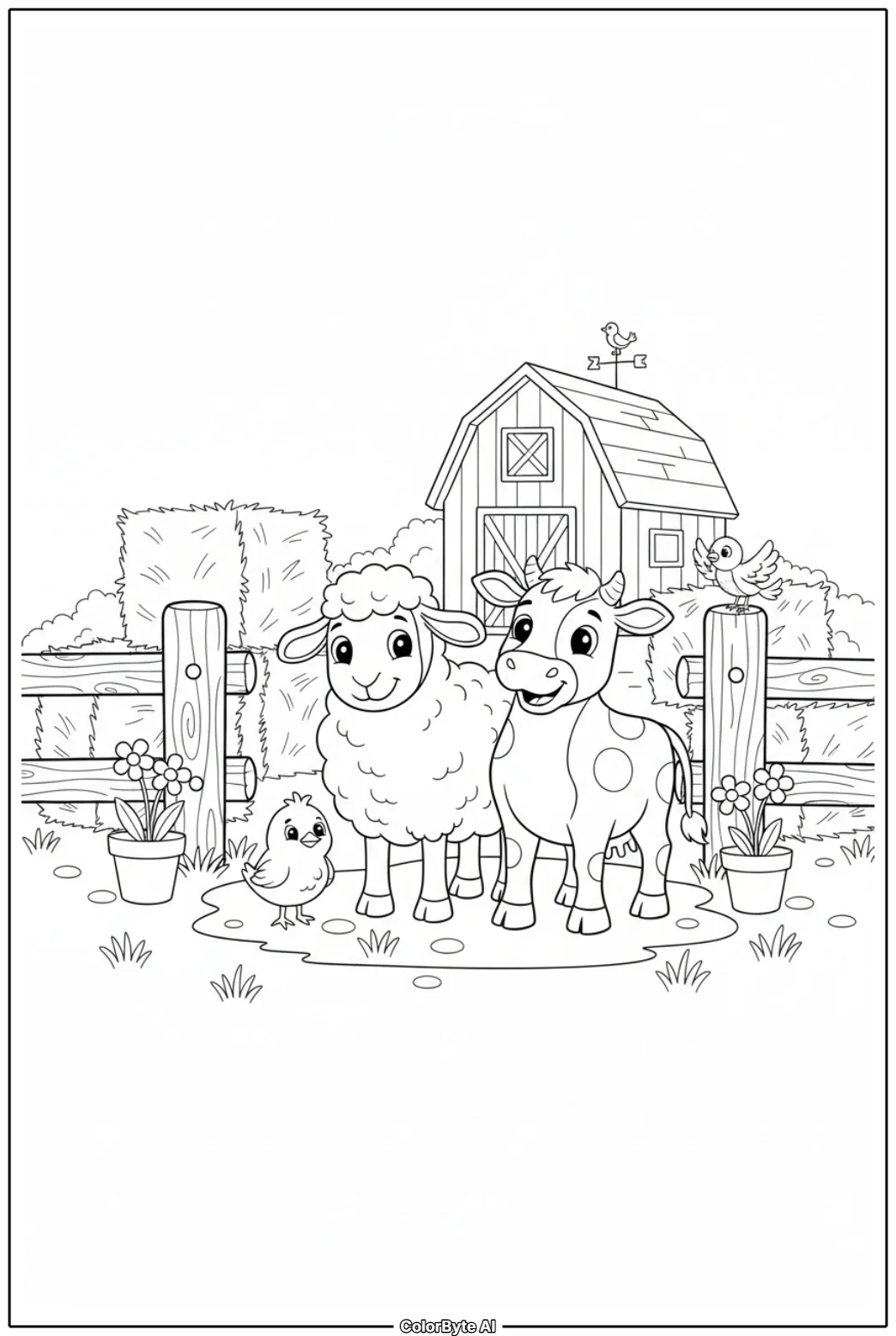 Spring Farm Animals Waking Up in Sunny Barnyard