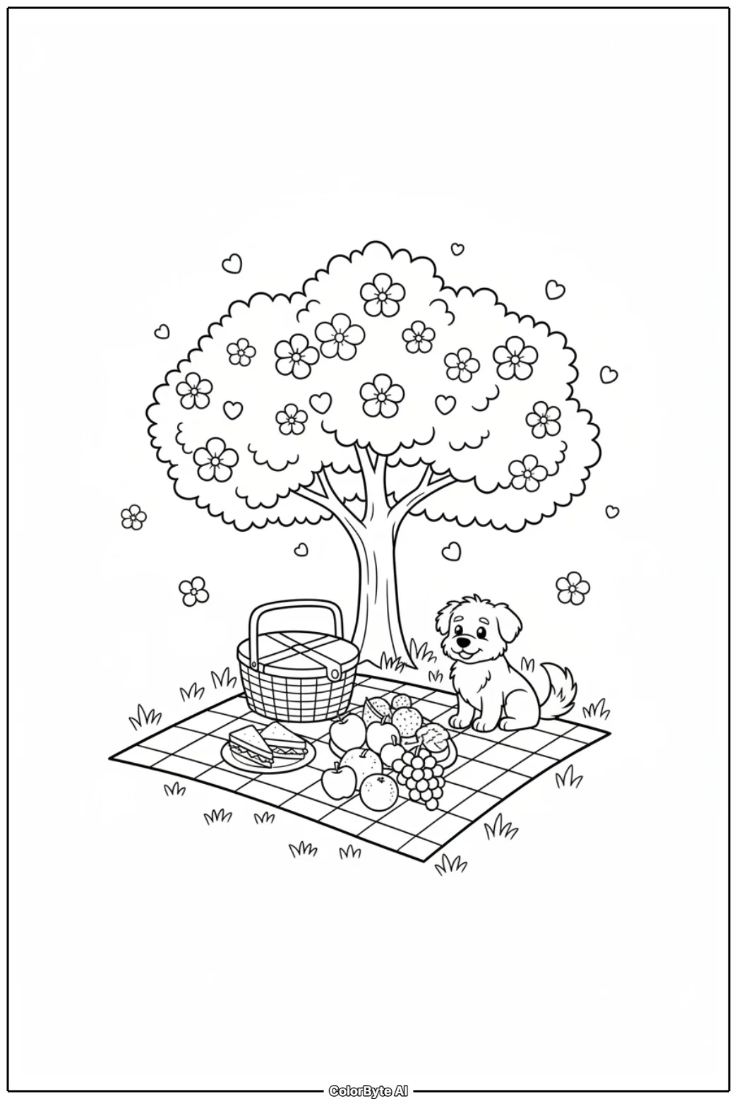 Spring Picnic Under Blooming Cherry Tree
