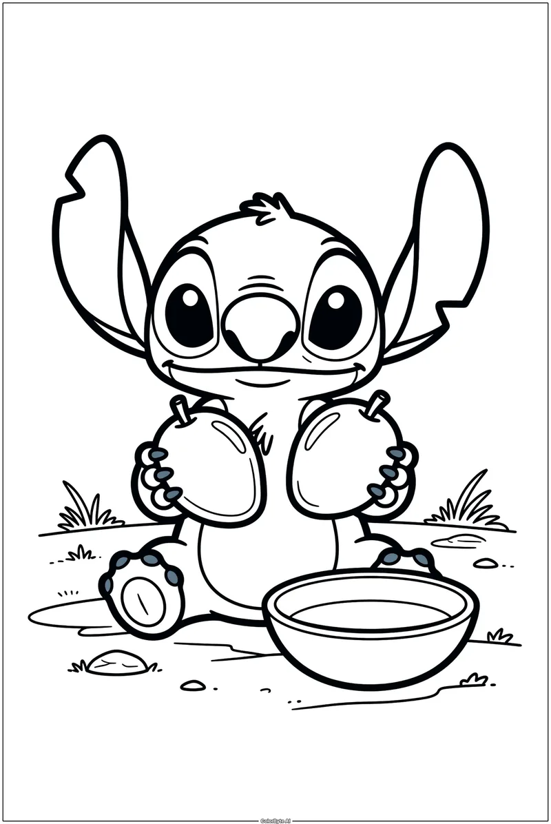 Stitch Eating Fruits
