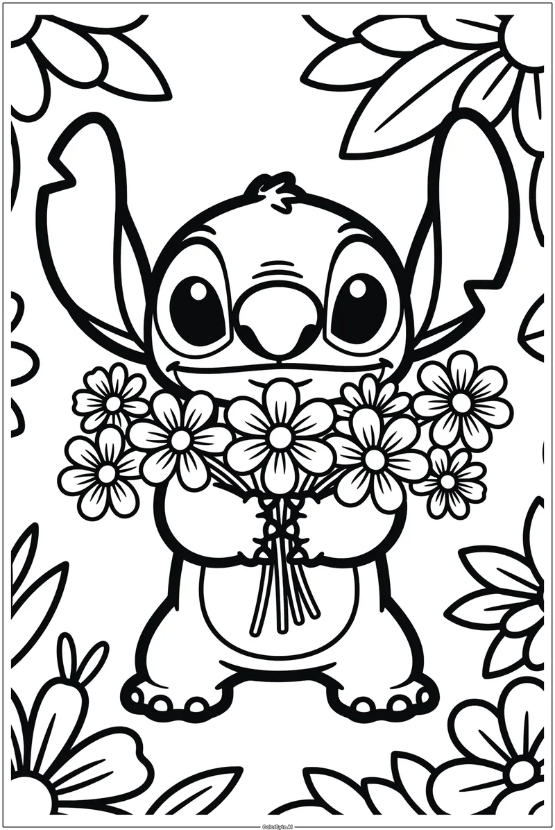 Stitch Holding Flower Bouquet