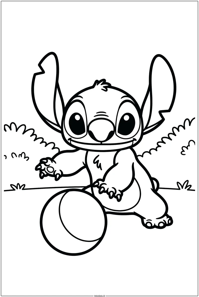 Stitch Playing With A Ball