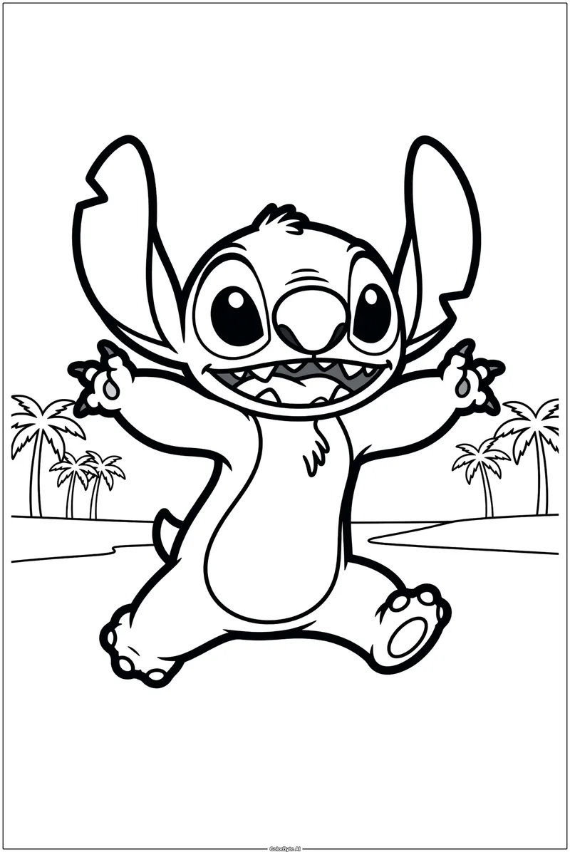 Stitch Running On Beach