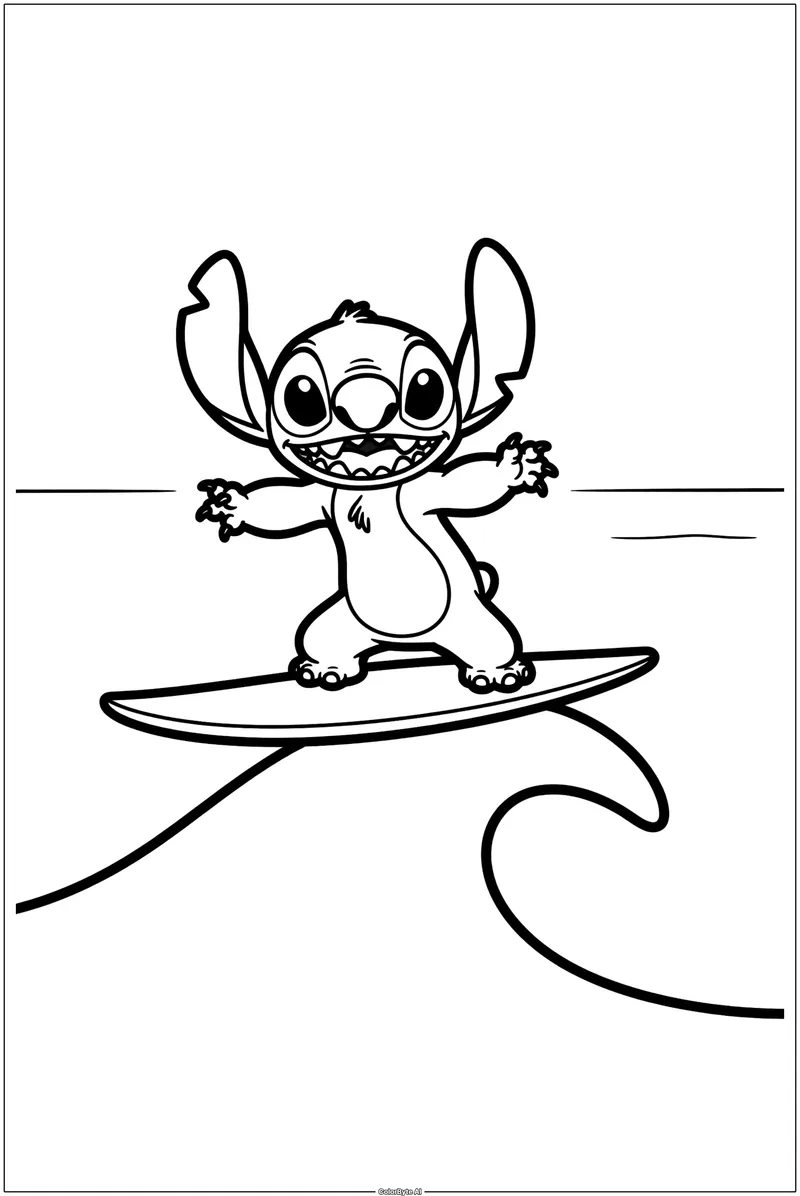 Stitch Surfing On Wave Board
