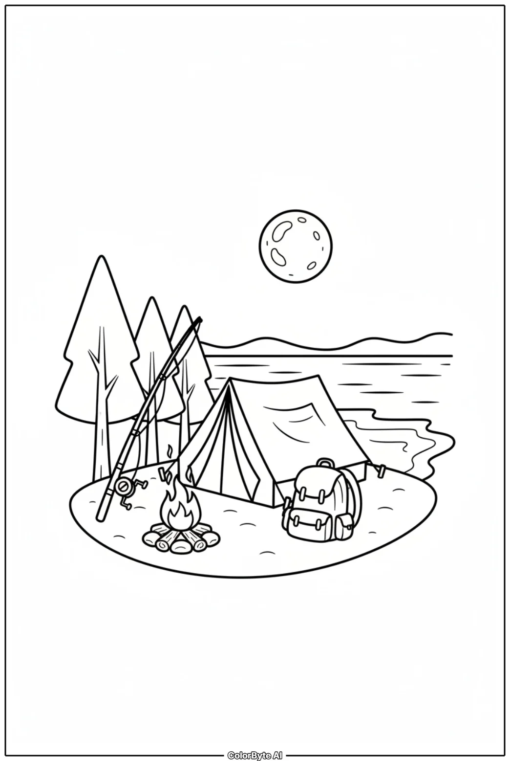 Summer Camping Tent by the Lake