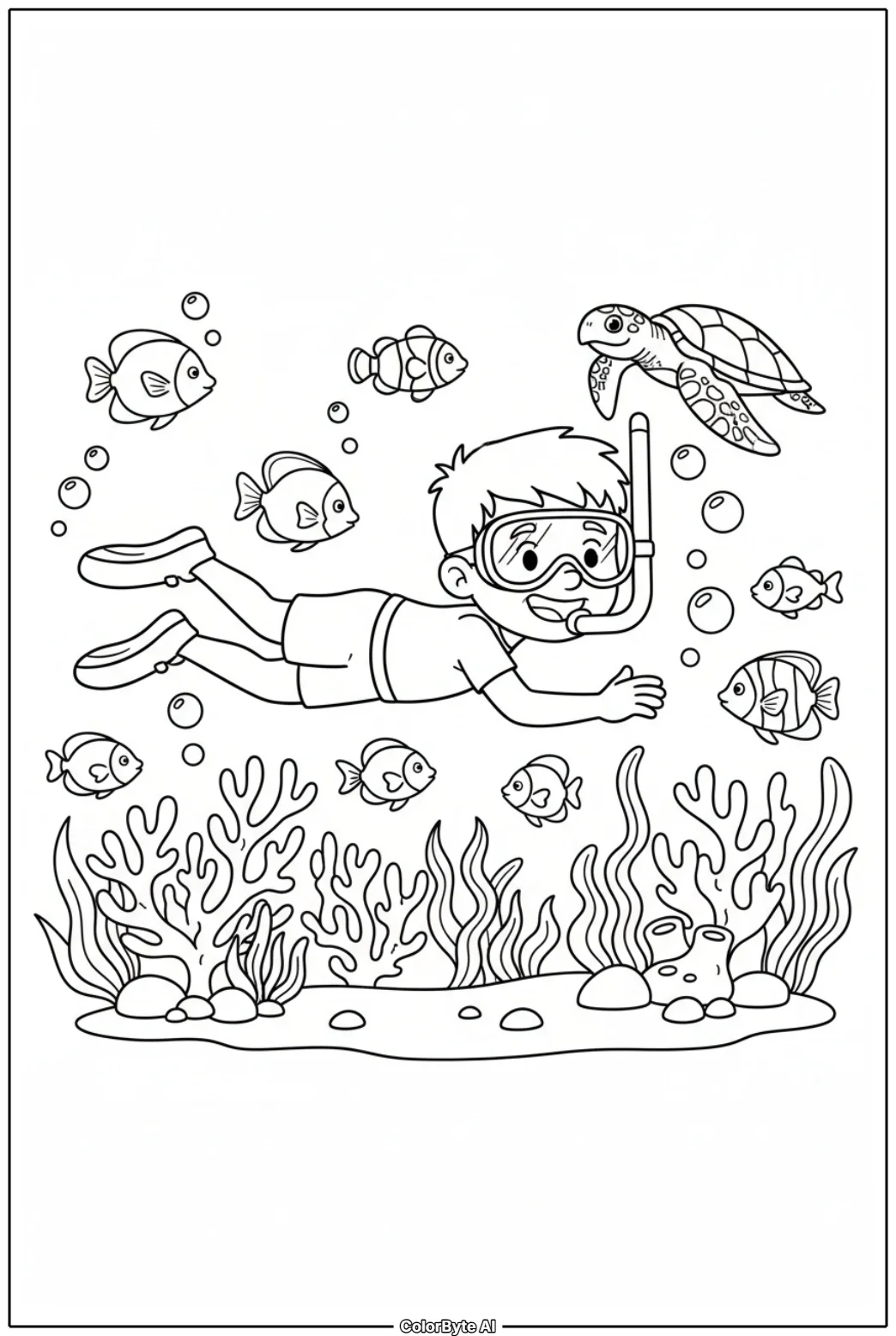 Boy Snorkeling in Shallow Tropical Water