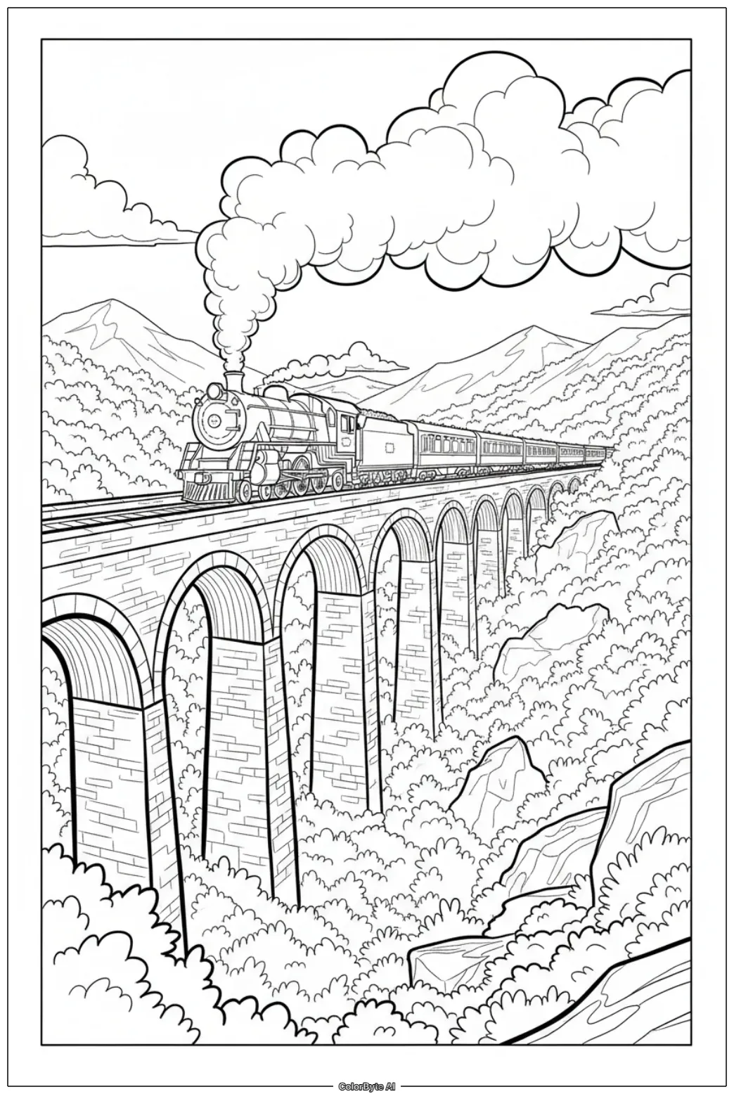 Old Steam Train Through Valley