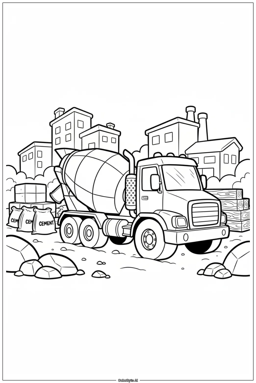 Cement Mixer at Work