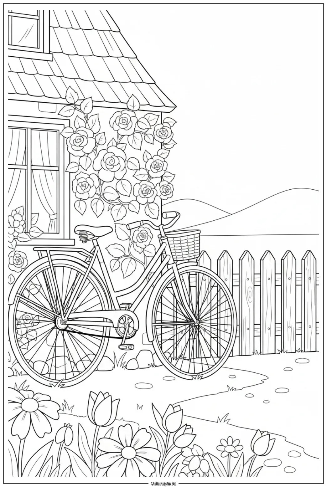 Vintage Bicycle by Cottage