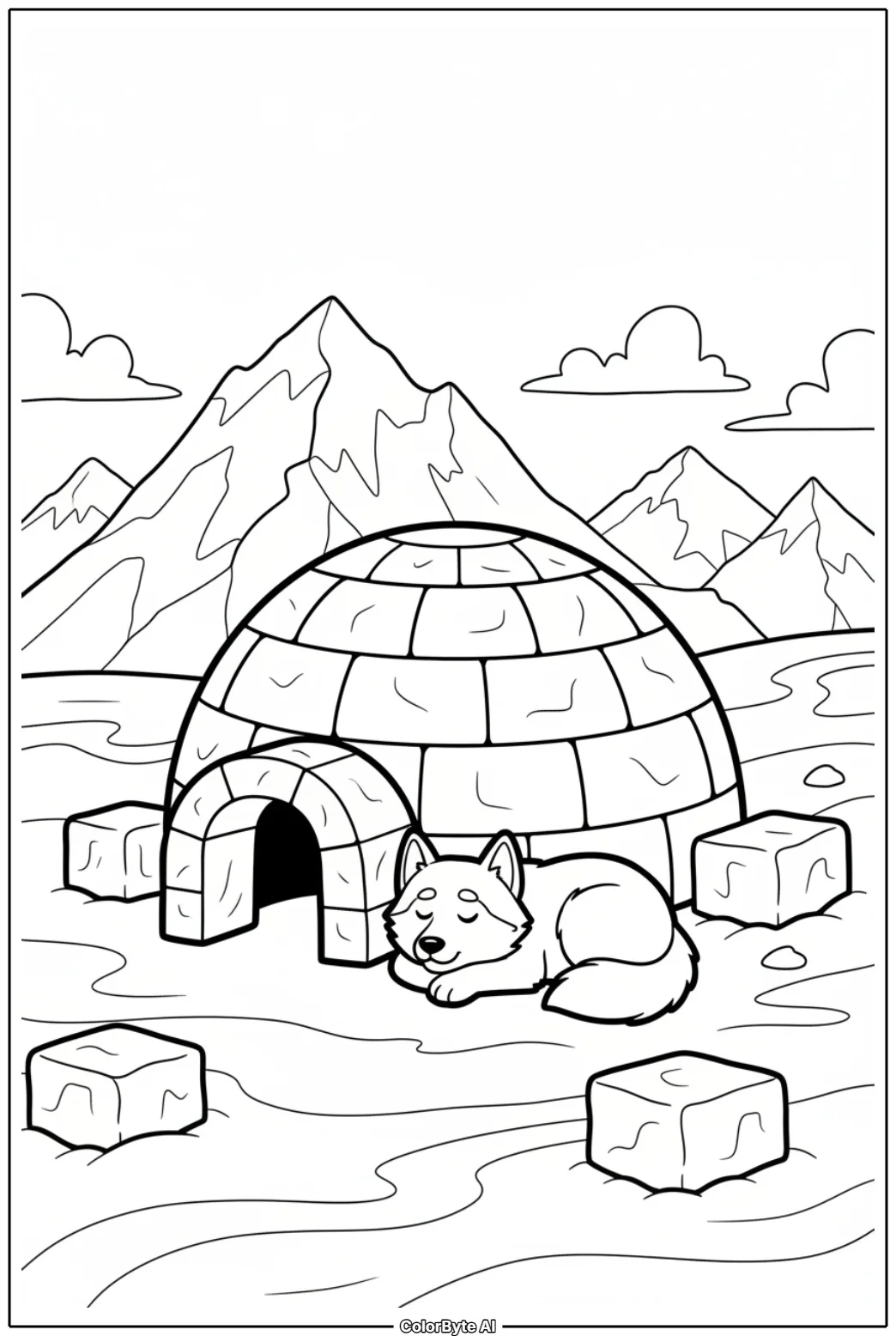 Winter Camping With Igloo and Husky Dog